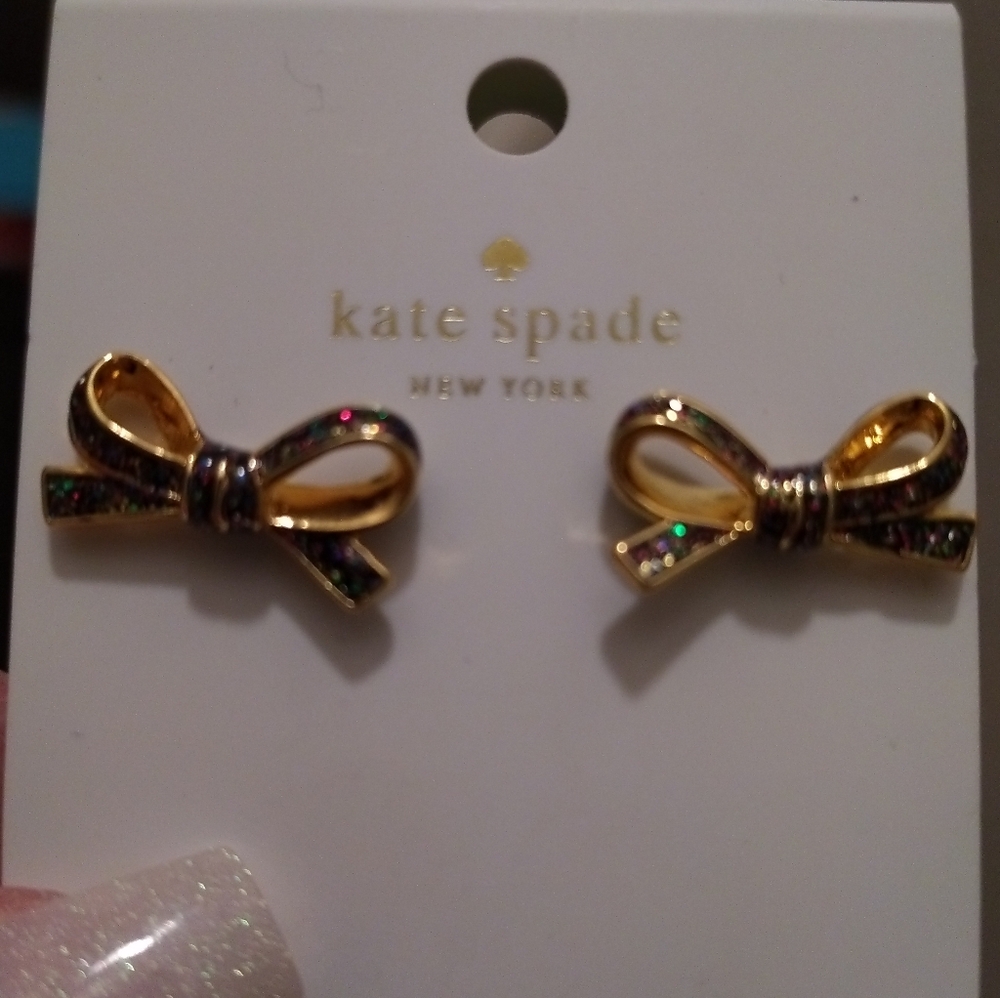 Kate Spade Gold and Multicolor Bow Earrings